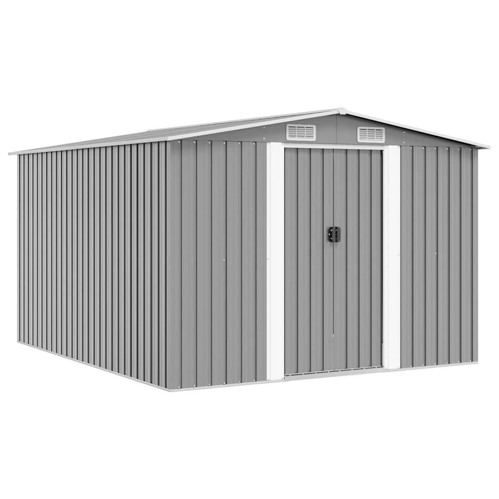 vidaXL Garden Shed | Grey | Galvanised Steel | Large | Sliding Components