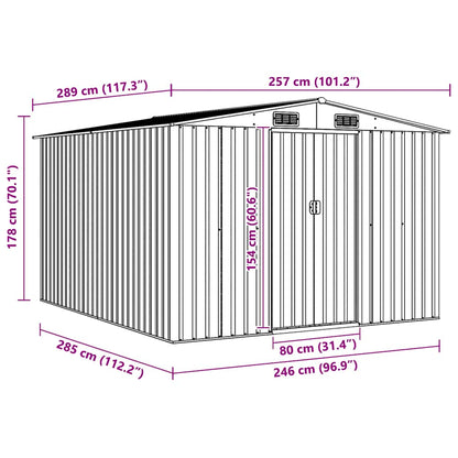 vidaXL Garden Shed | Grey | Galvanised Steel | Large | Sliding Components