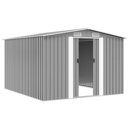 vidaXL Garden Shed | Grey | Galvanised Steel | Large | Sliding Components