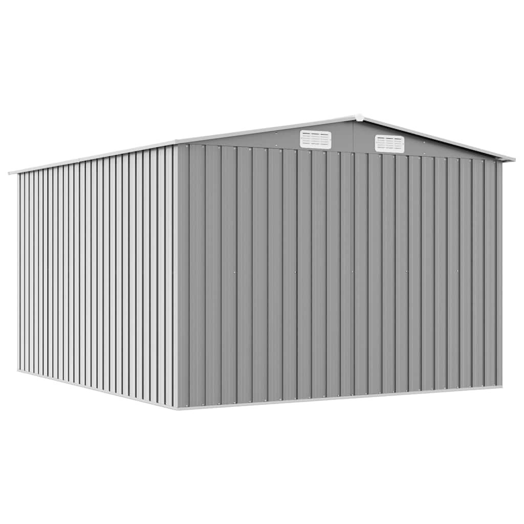 vidaXL Garden Shed | Grey | Galvanised Steel | Large | Sliding Components