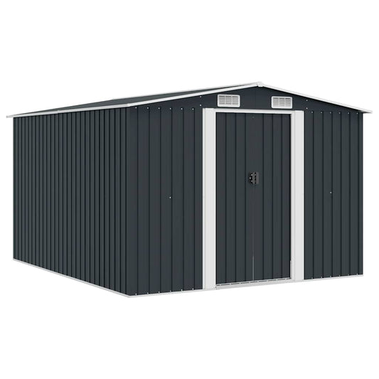 vidaXL Garden Shed | Anthracite | Galvanised Steel | Large | Sliding Components