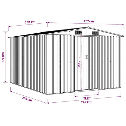 vidaXL Garden Shed 257x298x178 cm Metal Anthracite