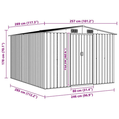 vidaXL Garden Shed 257x298x178 cm Metal Brown