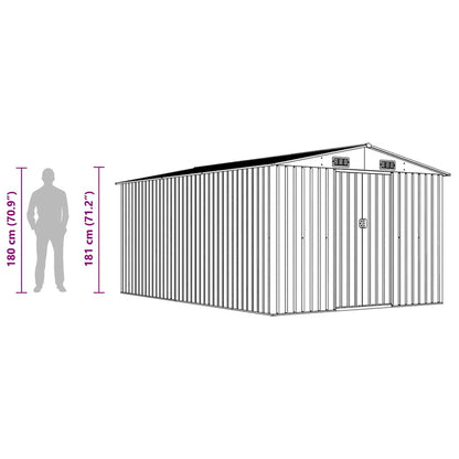 vidaXL Garden Shed | Green | Galvanised Steel | Large | Sliding Doors