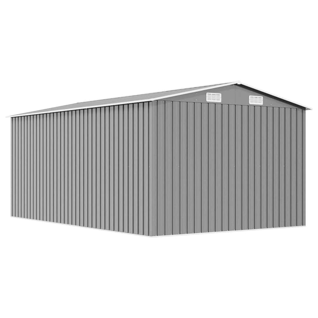vidaXL Garden Shed 257x392x181 cm Metal Grey