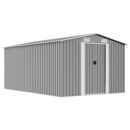 vidaXL Garden Shed 257x392x181 cm Metal Grey