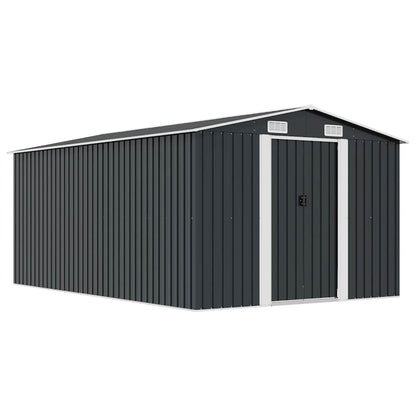 vidaXL Garden Shed | Anthracite | Galvanised Steel | Large | Garden Shed