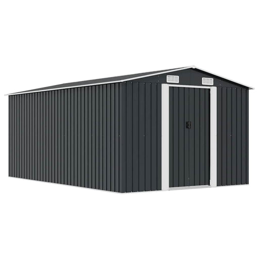 vidaXL Garden Shed | Anthracite | Galvanised Steel | Large | Garden Shed