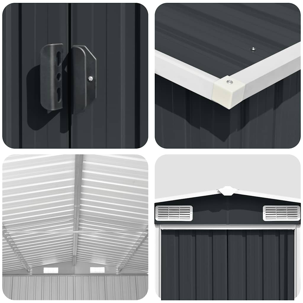 vidaXL Garden Shed | Anthracite | Galvanised Steel | Large | Garden Shed