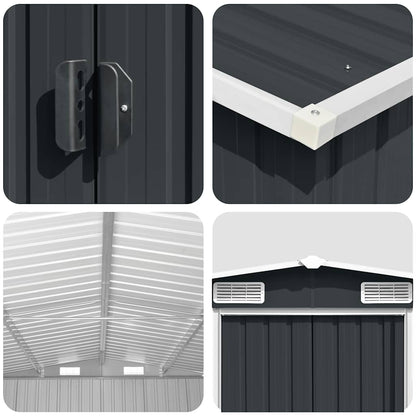 vidaXL Garden Shed | Anthracite | Galvanised Steel | Large | Garden Shed