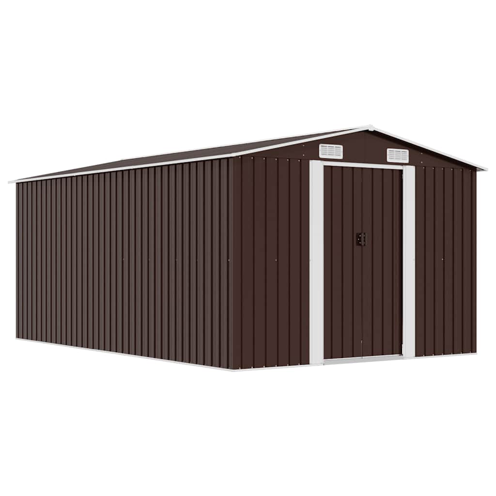 vidaXL Garden Shed | Brown | Galvanised steel | Large | Durable | Garden Shed