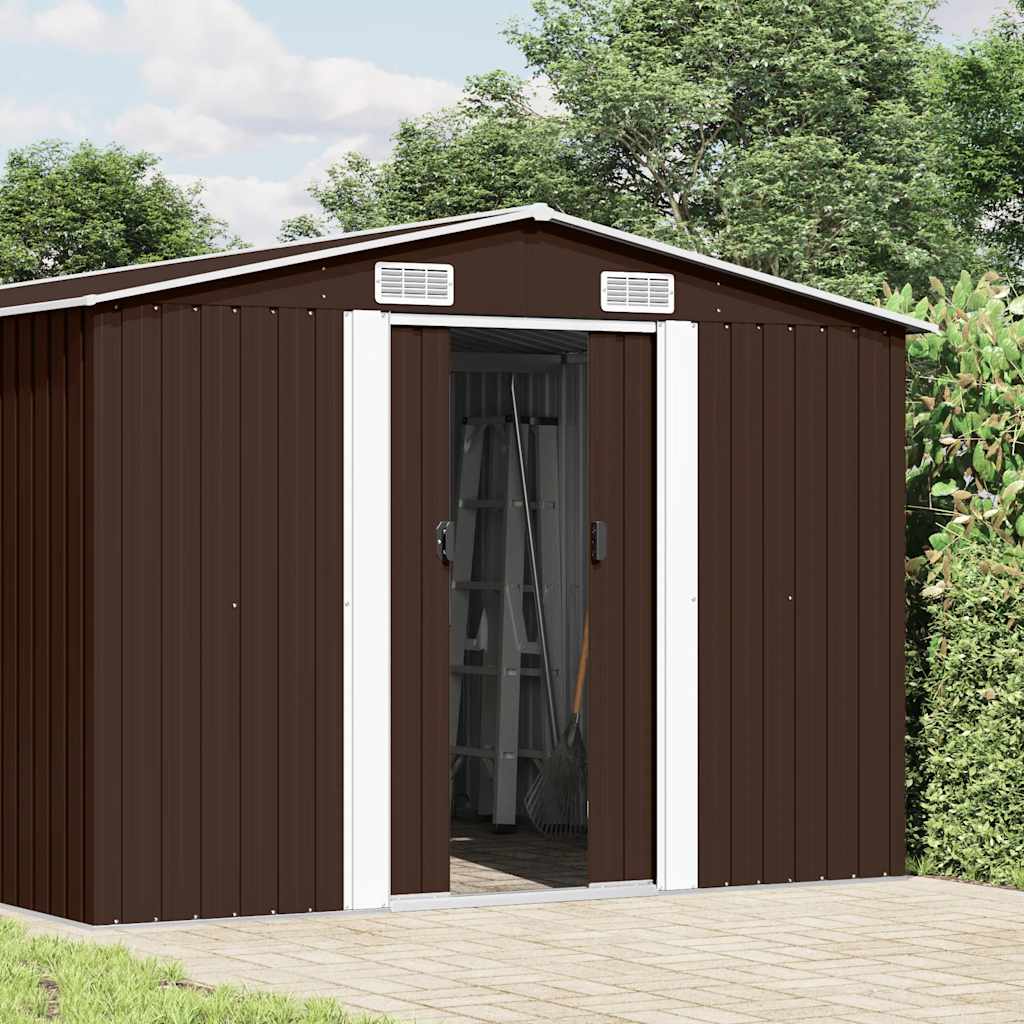 vidaXL Garden Shed | Brown | Galvanised steel | Large | Durable | Garden Shed