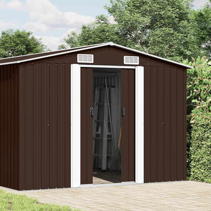 vidaXL Garden Shed | Brown | Galvanised steel | Large | Durable | Garden Shed