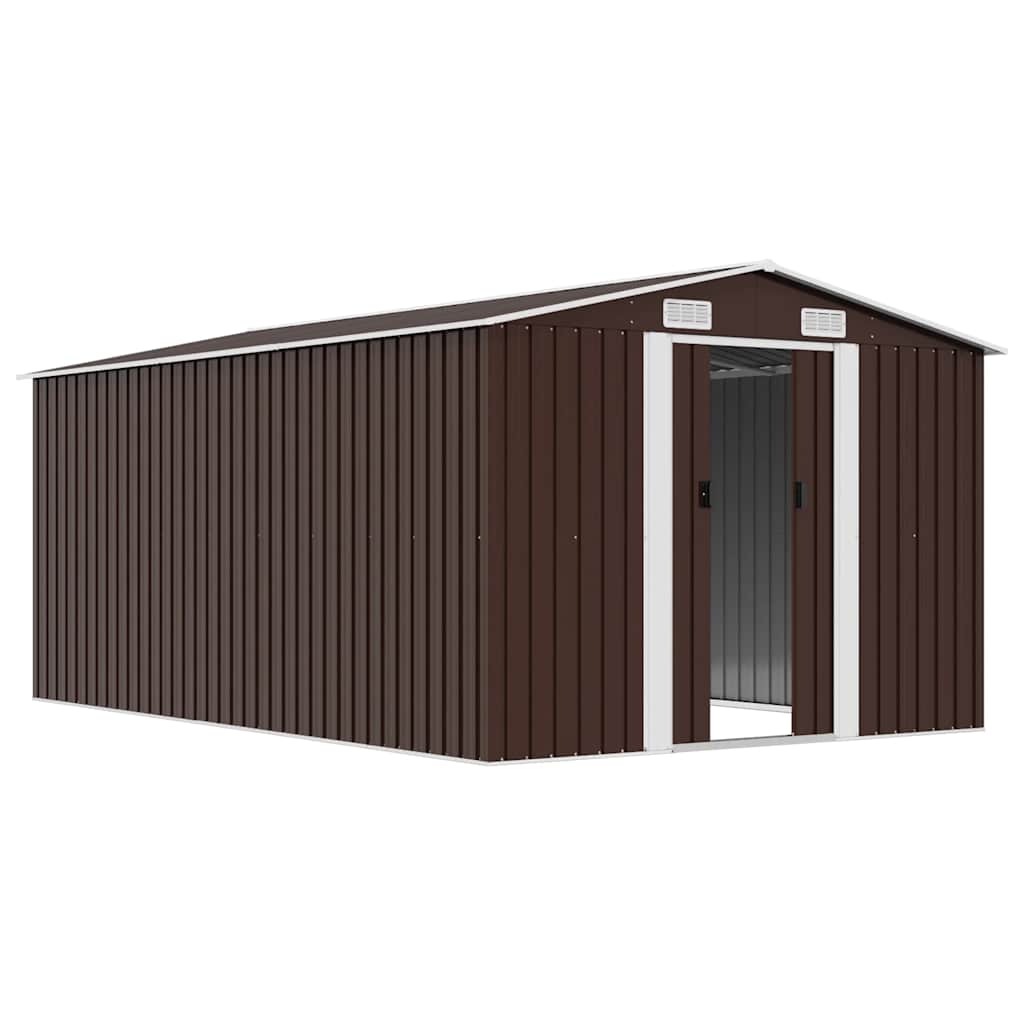 vidaXL Garden Shed | Brown | Galvanised steel | Large | Durable | Garden Shed