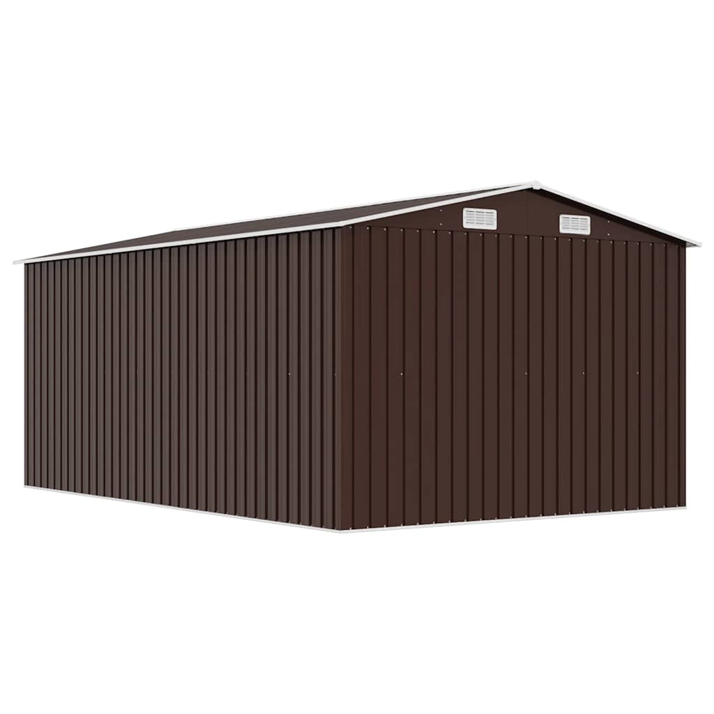 vidaXL Garden Shed | Brown | Galvanised steel | Large | Durable | Garden Shed