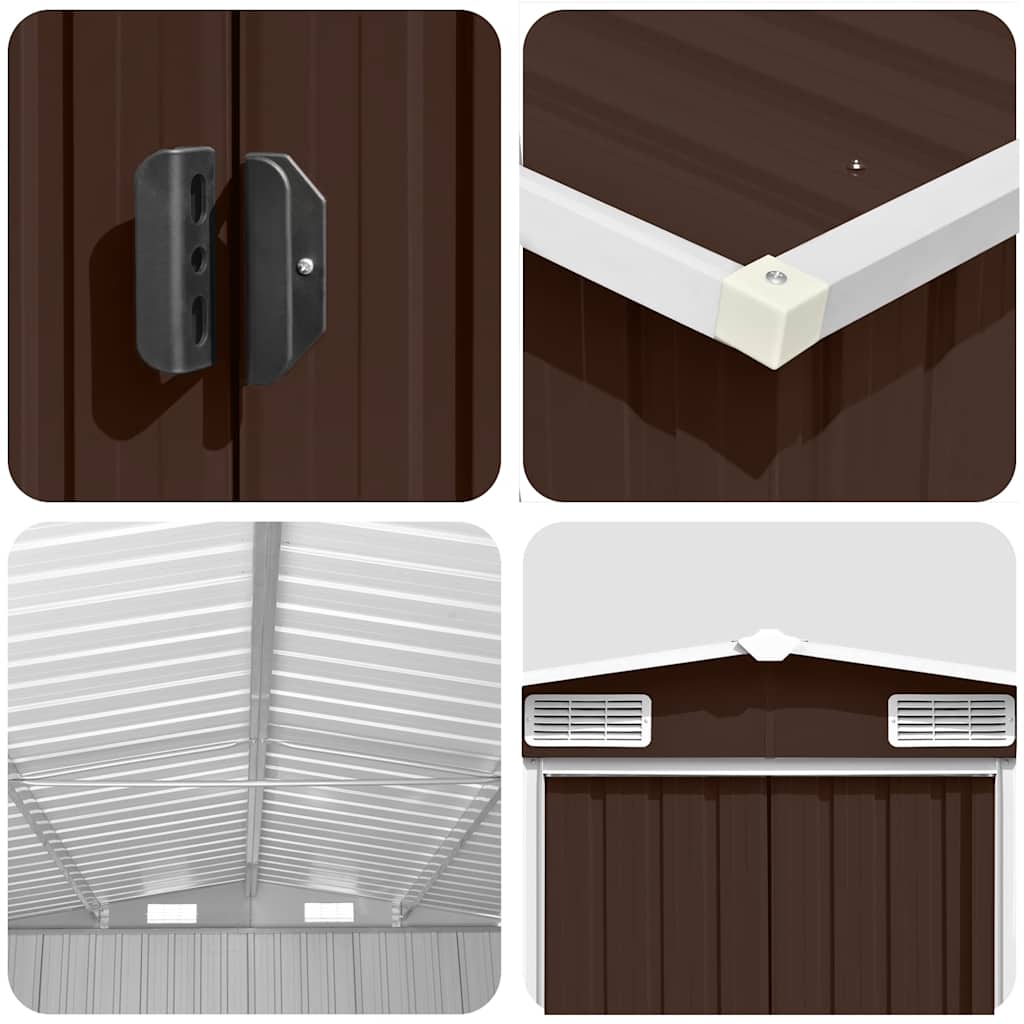 vidaXL Garden Shed | Brown | Galvanised steel | Large | Durable | Garden Shed