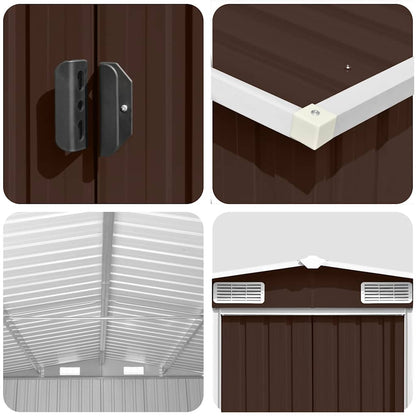 vidaXL Garden Shed | Brown | Galvanised steel | Large | Durable | Garden Shed