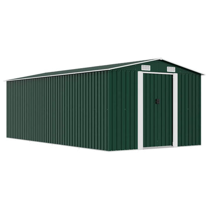 vidaXL Garden Shed 257x489x181 cm Metal Green