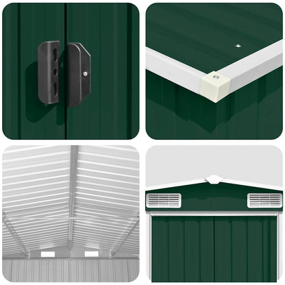 vidaXL Garden Shed 257x489x181 cm Metal Green