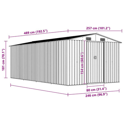 vidaXL Garden Shed 257x489x181 cm Metal Green