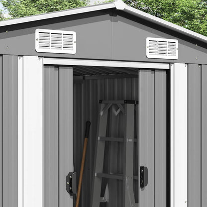 vidaXL Garden Shed 257x489x181 cm Metal Grey