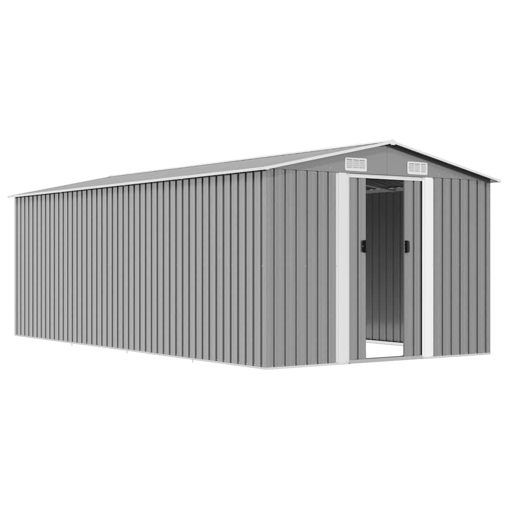 vidaXL Garden Shed 257x489x181 cm Metal Grey