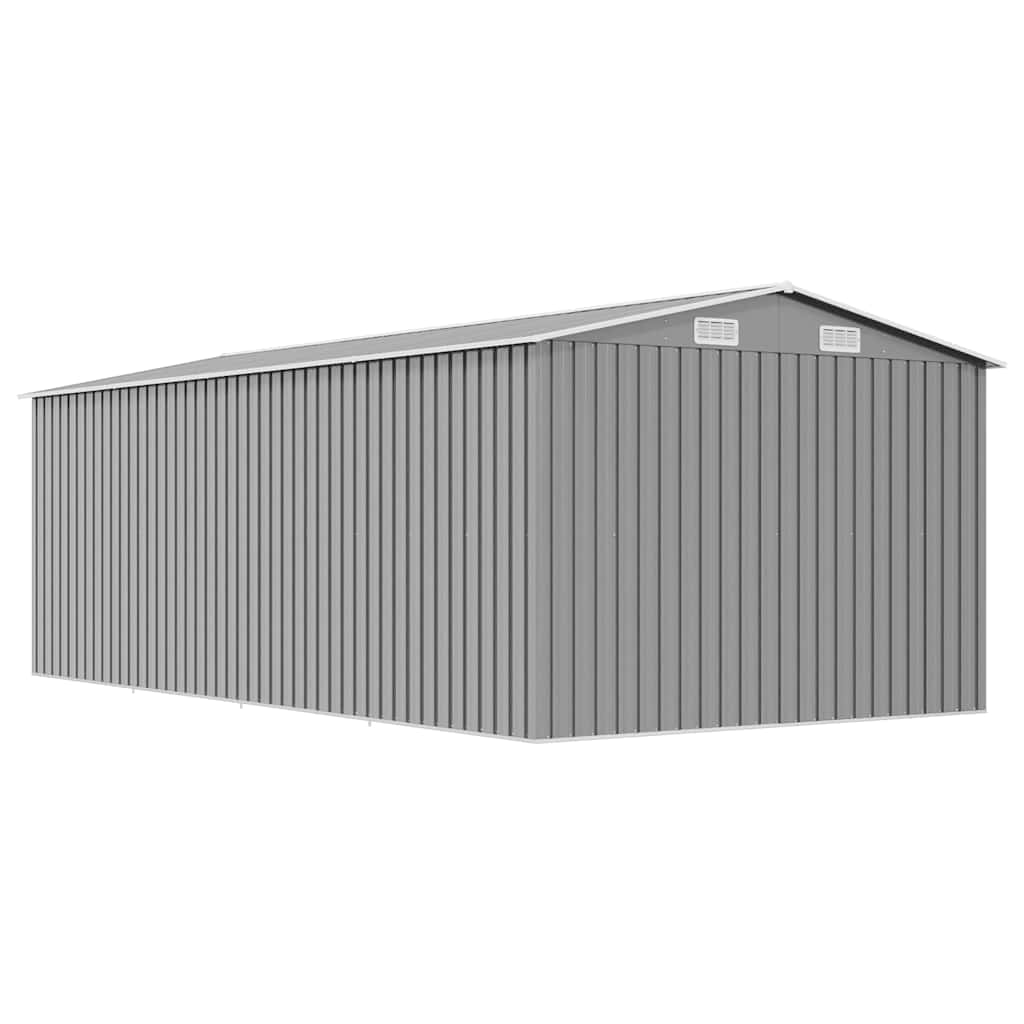 vidaXL Garden Shed 257x489x181 cm Metal Grey