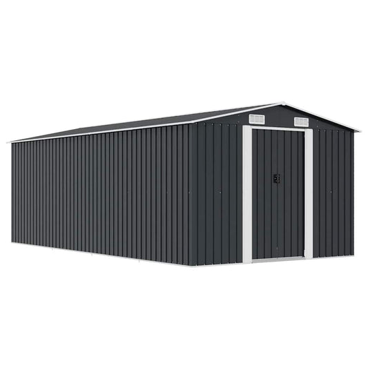 vidaXL Garden Shed | Anthracite | Galvanised Steel | Large | Garden Shed
