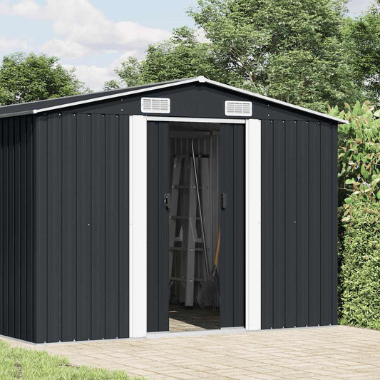 vidaXL Garden Shed | Anthracite | Galvanised Steel | Large | Garden Shed