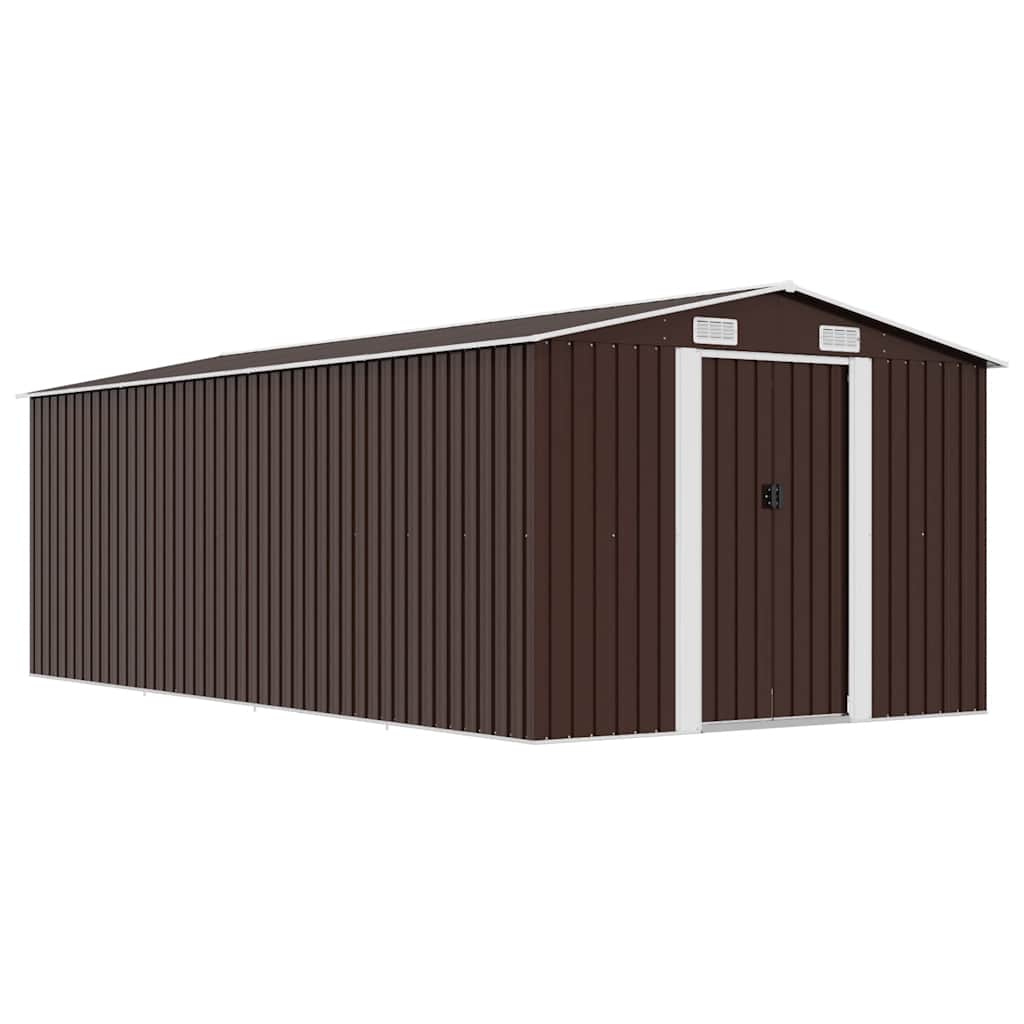 vidaXL Garden Shed | Brown | Galvanised steel | Large | Durable | Garden Shed