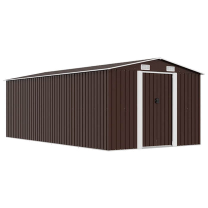 vidaXL Garden Shed | Brown | Galvanised steel | Large | Durable | Garden Shed