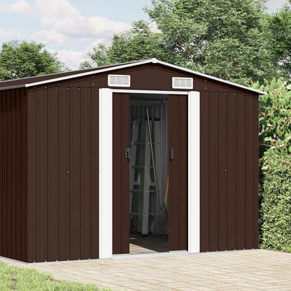 vidaXL Garden Shed | Brown | Galvanised steel | Large | Durable | Garden Shed