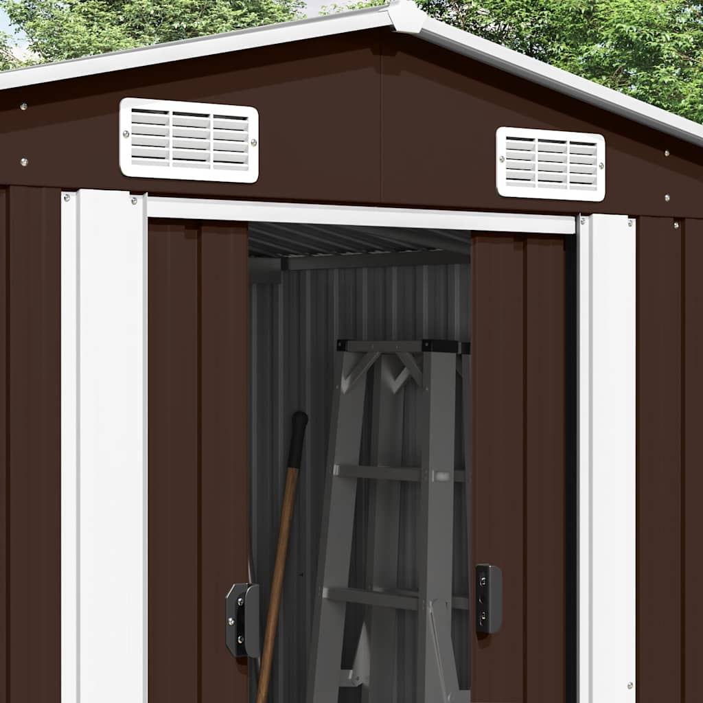 vidaXL Garden Shed | Brown | Galvanised steel | Large | Durable | Garden Shed