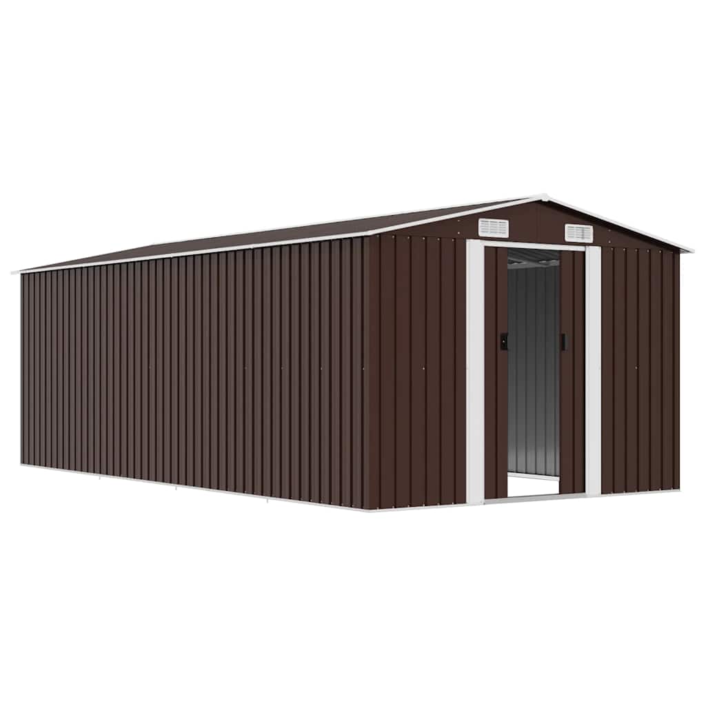 vidaXL Garden Shed | Brown | Galvanised steel | Large | Durable | Garden Shed