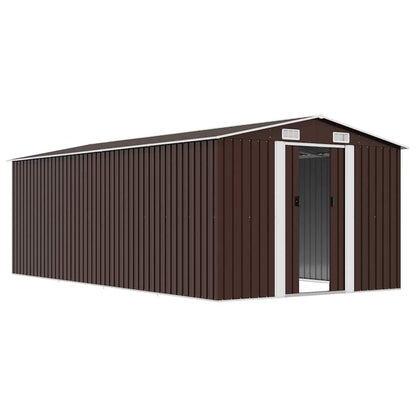 vidaXL Garden Shed | Brown | Galvanised steel | Large | Durable | Garden Shed