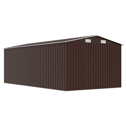 vidaXL Garden Shed | Brown | Galvanised steel | Large | Durable | Garden Shed