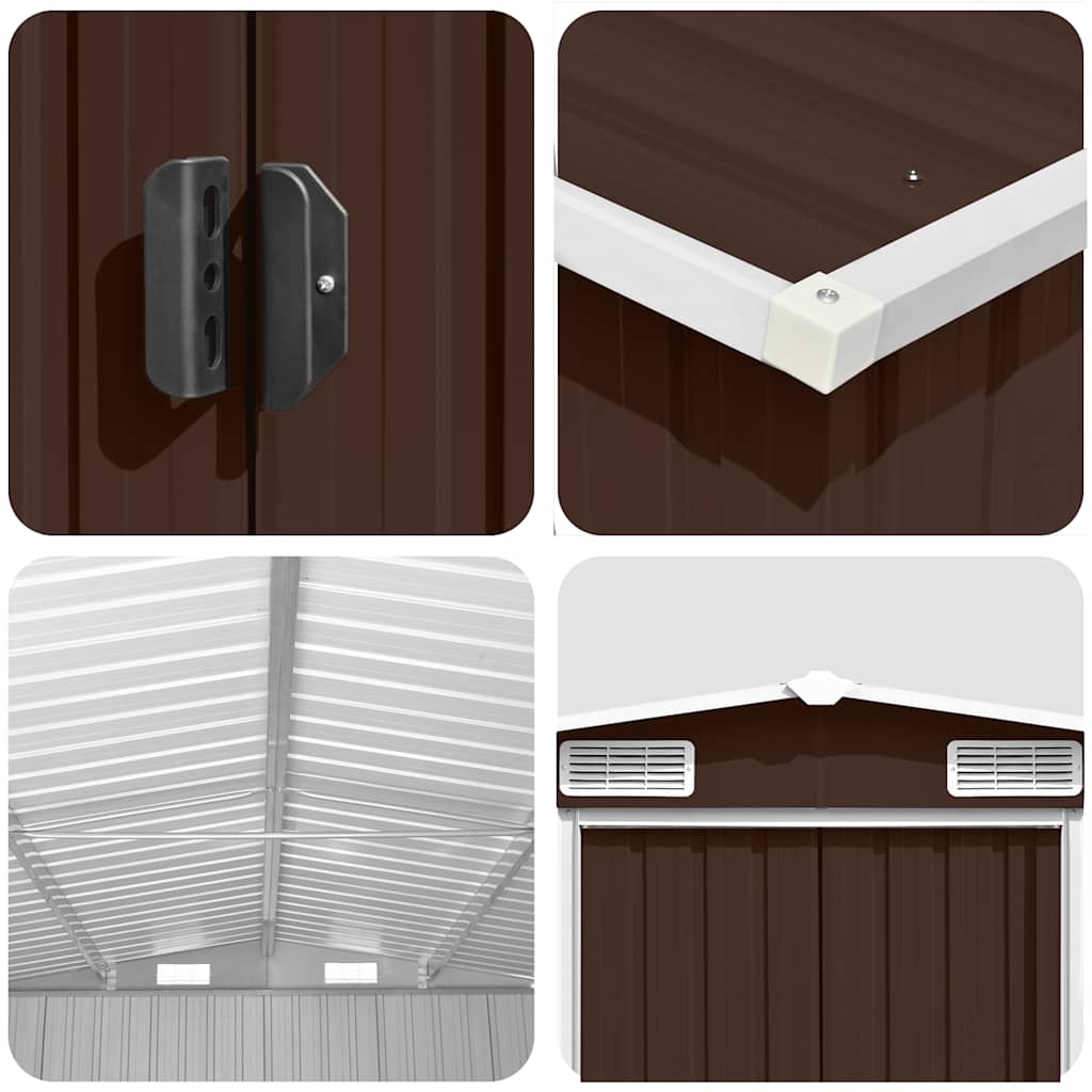 vidaXL Garden Shed | Brown | Galvanised steel | Large | Durable | Garden Shed