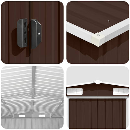 vidaXL Garden Shed | Brown | Galvanised steel | Large | Durable | Garden Shed