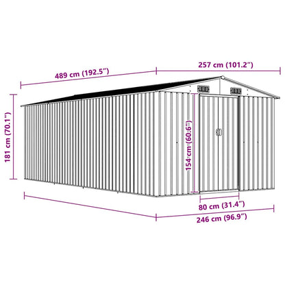 vidaXL Garden Shed 257x489x181 cm Metal Brown