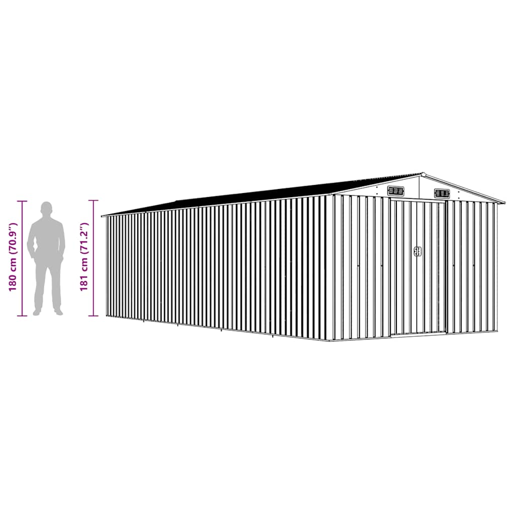 vidaXL Garden Shed 257x580x181 cm Metal Anthracite