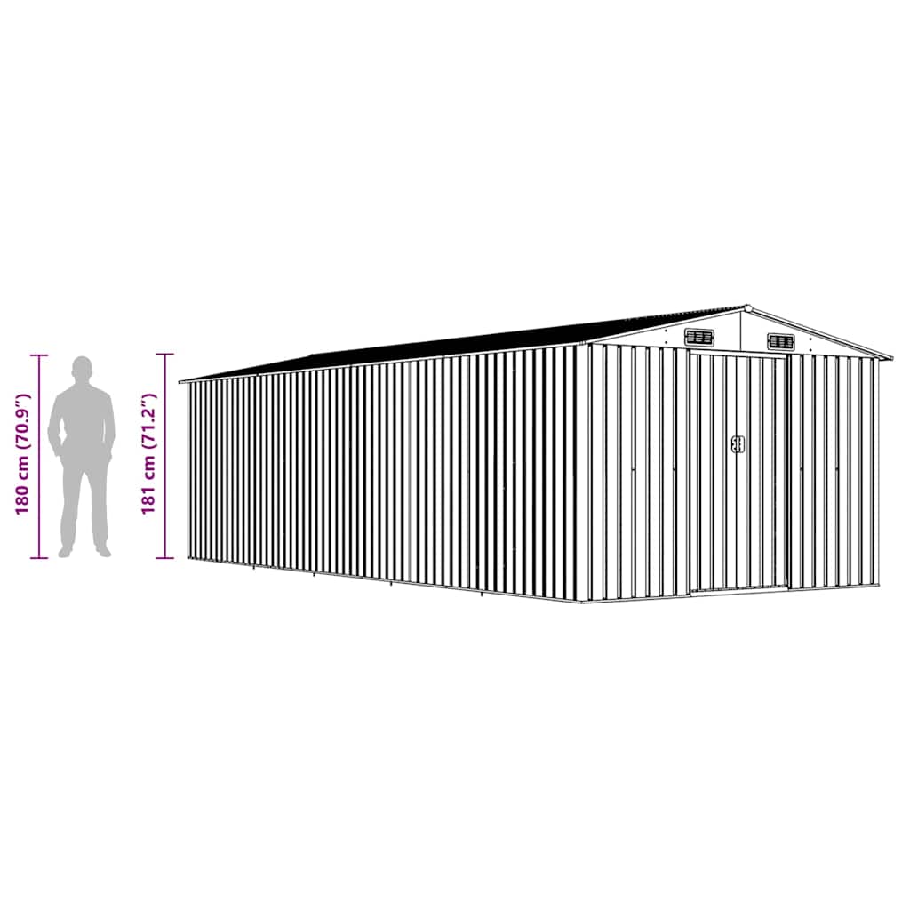 vidaXL Garden Shed 257x580x181 cm Metal Brown