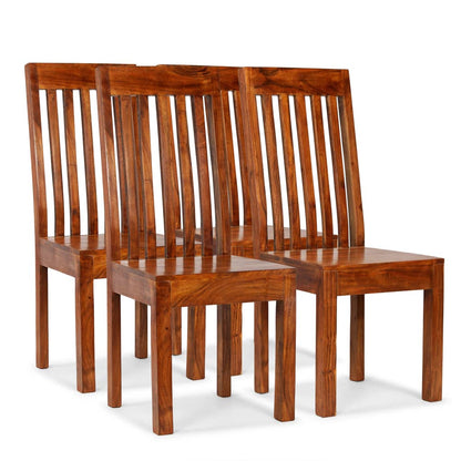 vidaXL Dining Chair | Set of 4 | Brown | Solid acacia wood | Standard | Durable
