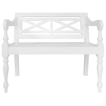 vidaXL Batavia Bench 98 cm Solid Mahogany Wood White