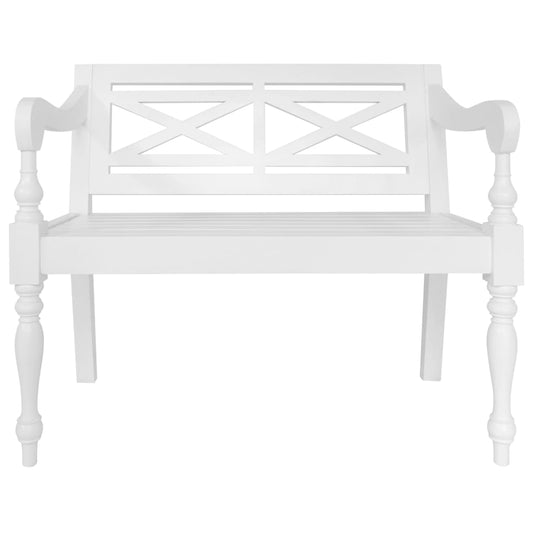 vidaXL Batavia Bench 98 cm Solid Mahogany Wood White