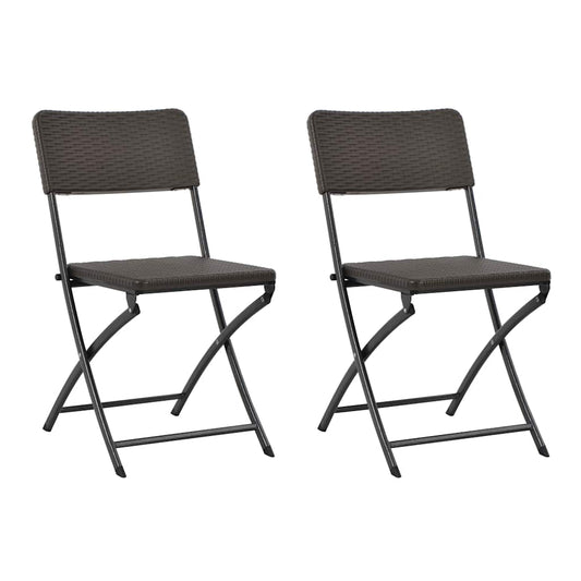 vidaXL Folding Chairs 2 pcs HDPE and Steel Brown