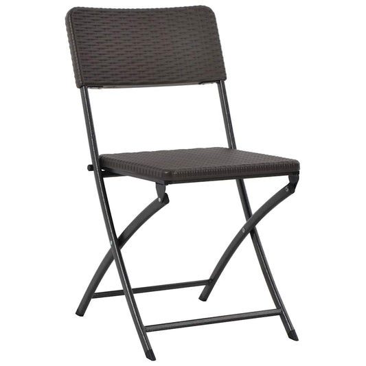 vidaXL Folding Chairs 2 pcs HDPE and Steel Brown