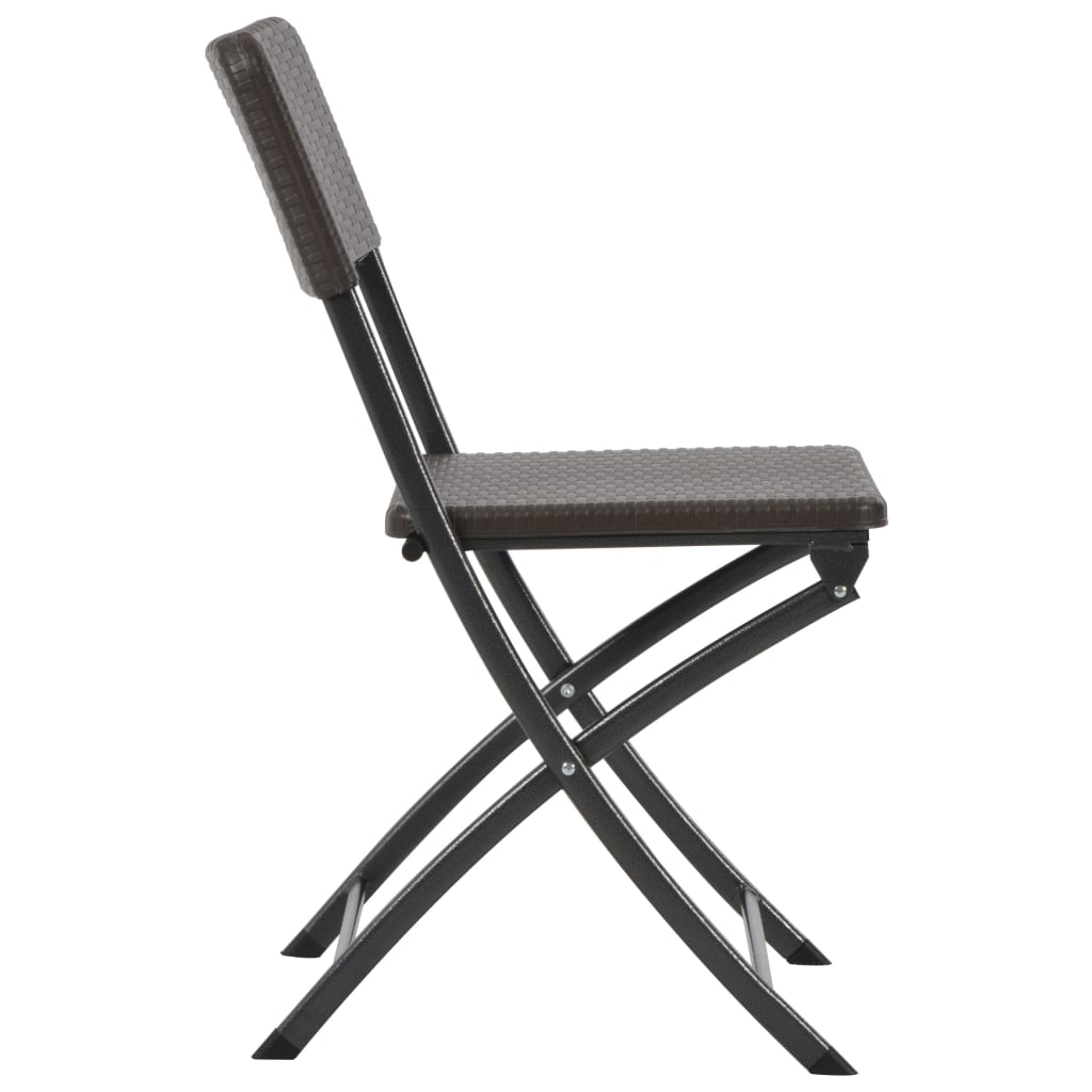 vidaXL Folding Garden Chairs 2 pcs HDPE and Steel Brown