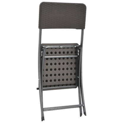 vidaXL Folding Garden Chairs 2 pcs HDPE and Steel Brown