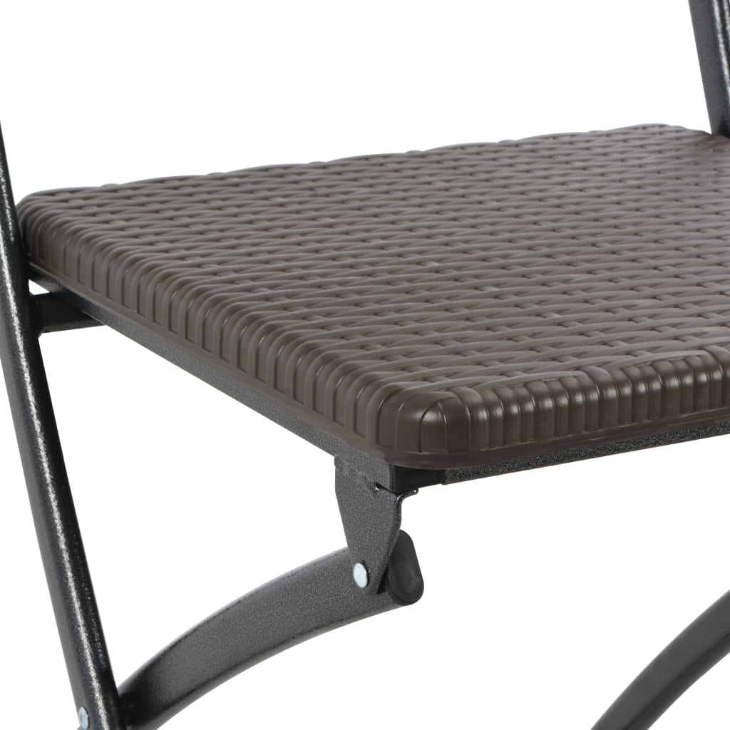 vidaXL Folding Garden Chairs 2 pcs HDPE and Steel Brown