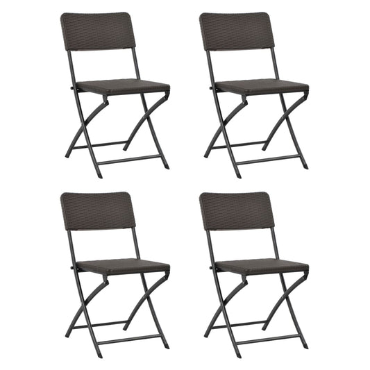 vidaXL Folding Chairs 4 pcs HDPE and Steel Brown